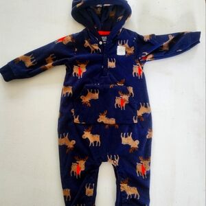Navy Blue Moose Print Baby Onesie By Carter's